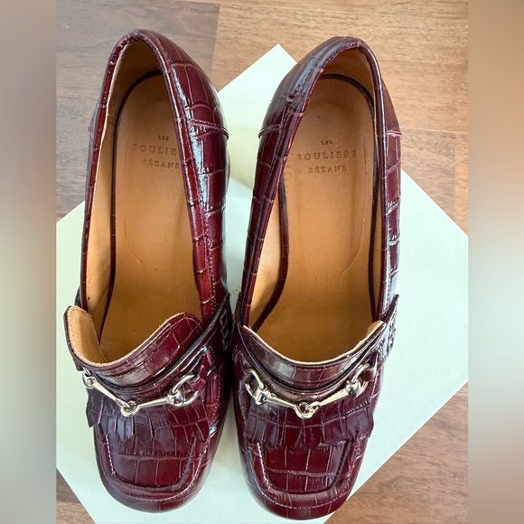 Sezane Julianne Loafers Brown Croco - Size 7 (38) - Picture 5 of 9